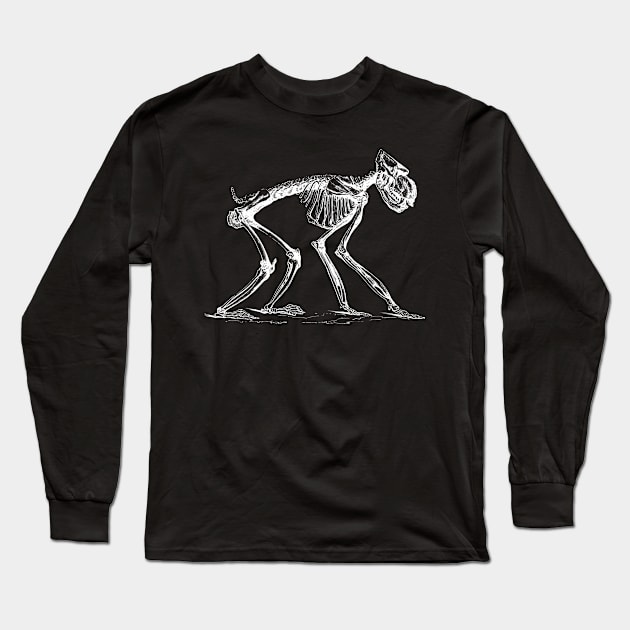 Ape Skeleton Long Sleeve T-Shirt by tommartinart